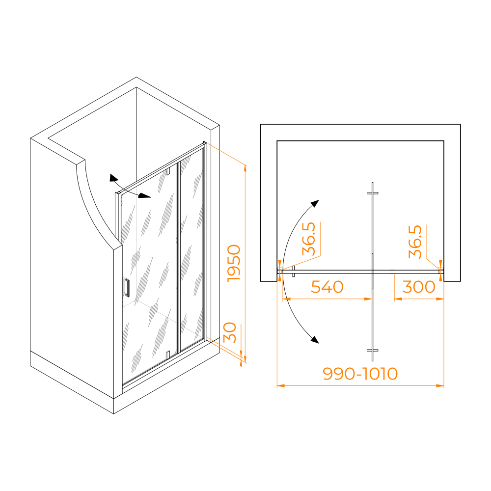 Душевая дверь RGW LE-103 (Прозрачное, 1000)