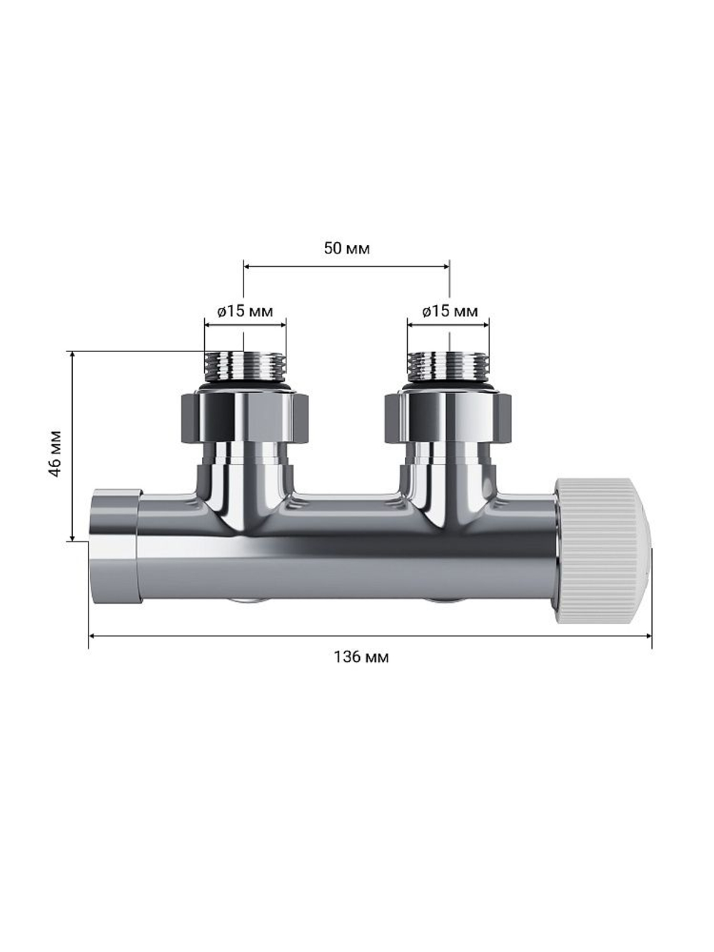 Узел нижнего подключения Royal Thermo Design PRO 15мм угловой М30х1,5 (хром)