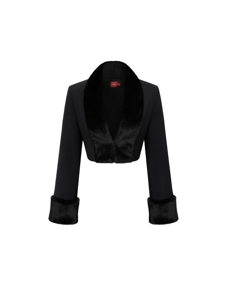 Пиджак с мехом черный
