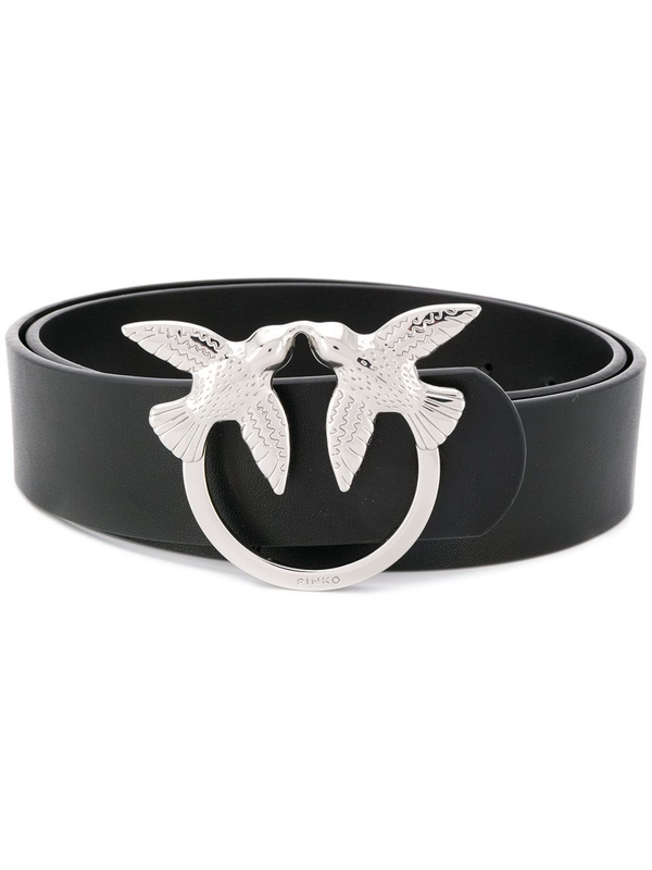 LOVE BIRDS SIMPLY LEATHER BELT - black–silver / L (100 см)- L (100 см)