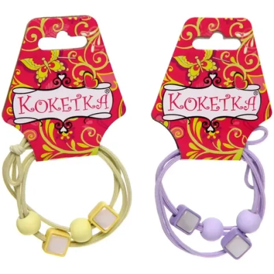 Резинки для волос детские 2шт «МЯТНЫЙ БУМ», квадратики, микс 5 цветов, d-5.5см (Кокетка)