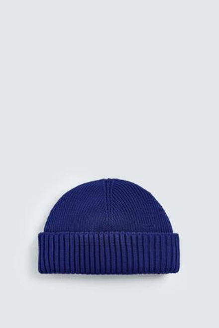 ZARA КОРОТКАЯ ТРИКОТАЖНАЯ ШАПКА, ЯРКО-СИНИЙ