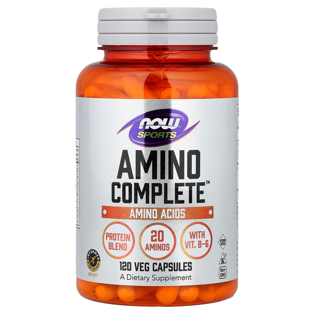 NOW Foods, Sports, Amino Complete™, аминокислотный комплекс, 120 растительных капсул
