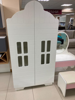 Шкаф 2-х дверный с ящиком 1000 Домик белый/белый софт