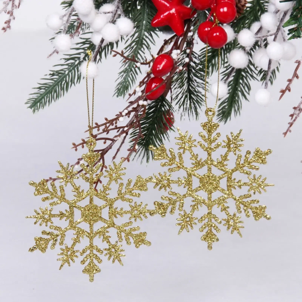 Подвески в блестках «Зимние снежинки» 9,5 см (набор 2шт), золото