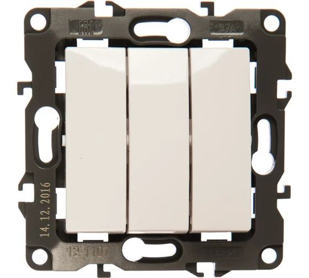 Выключатель 3-кл. СП Эра12 12-1107-01 10А IP20 250В 10AX механизм бел. Эра Б0014669