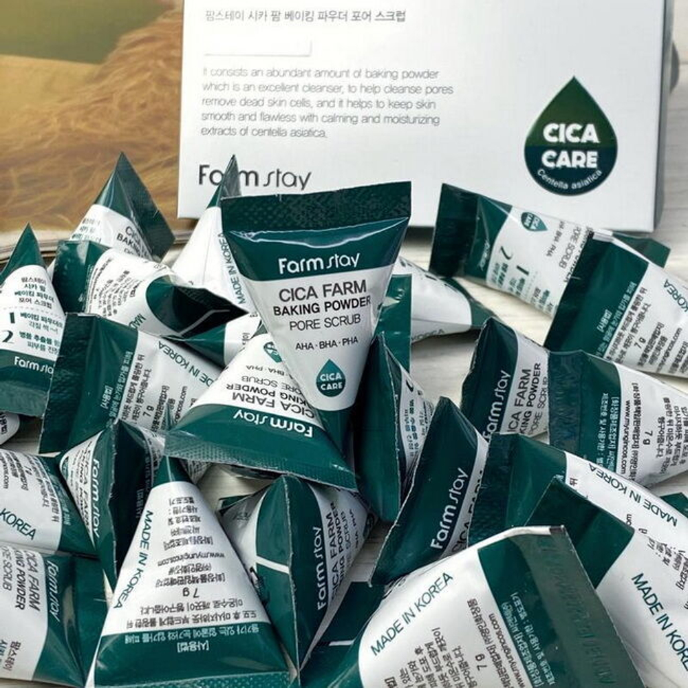 Скраб для лица с центеллой азиатской FarmStay Cica Farm Baking Powder Pore Scrub, 7г