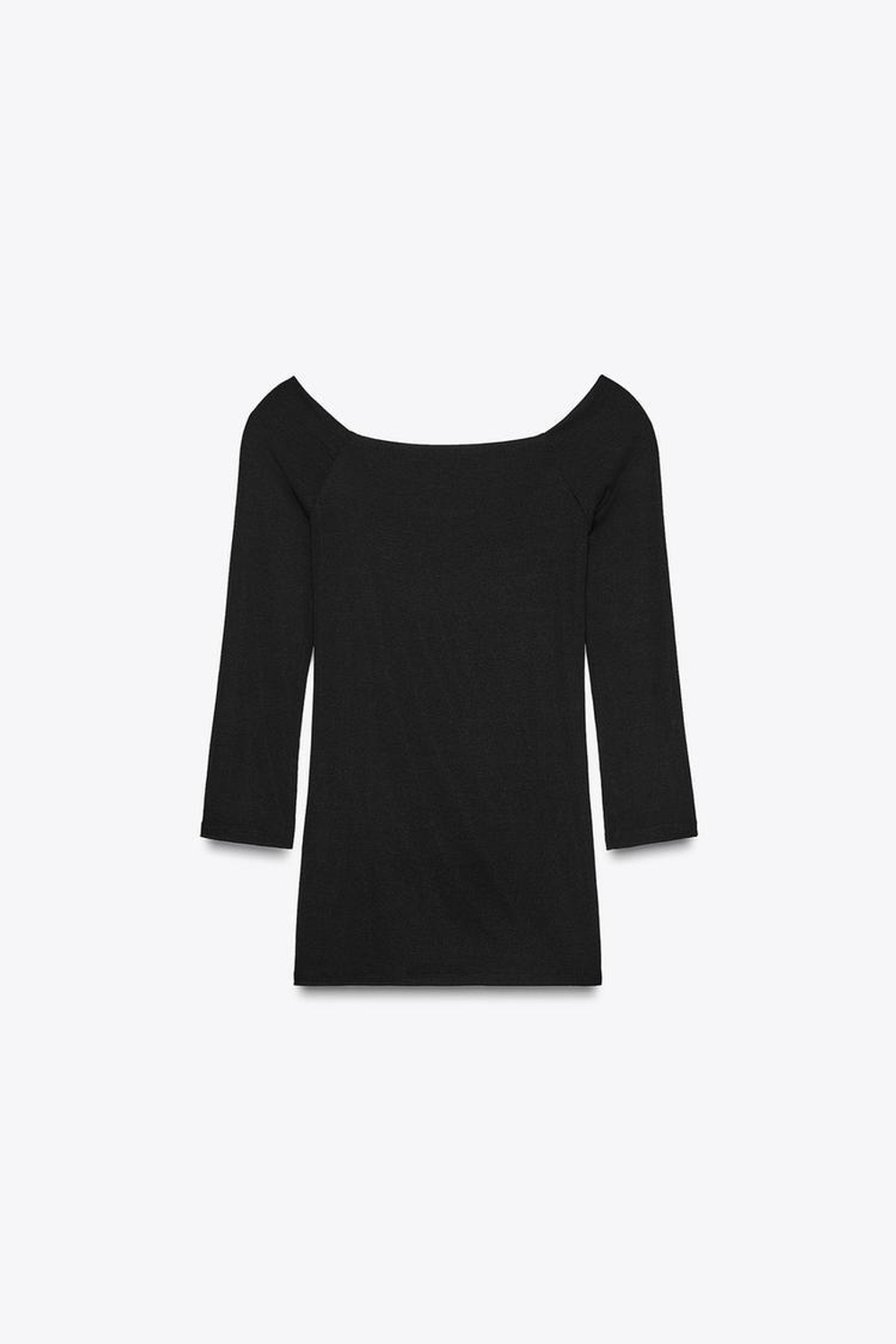 ZARA ФУТБОЛКА С ВЫРЕЗОМ «ЛОДОЧКА», ЧЕРНЫЙ