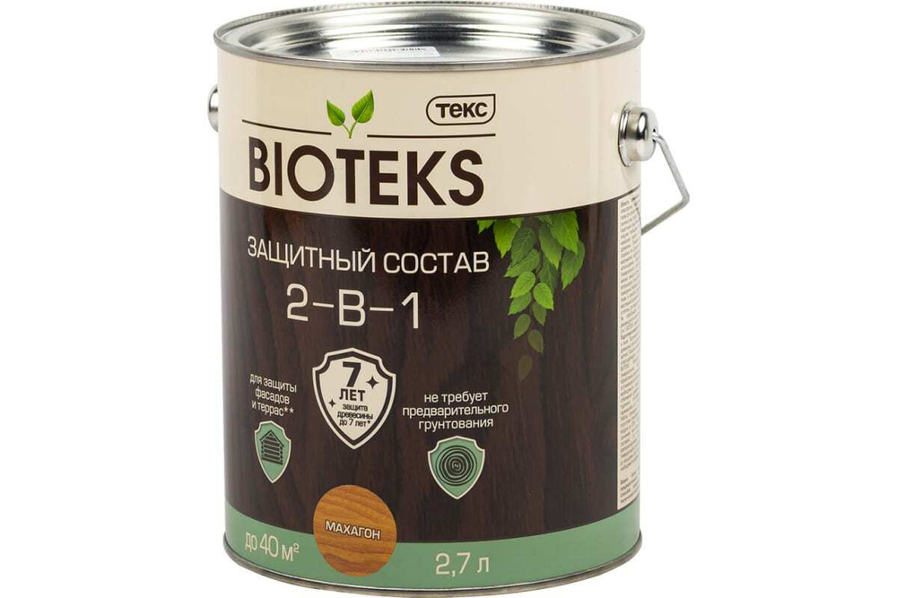 Антисептик Текс Bioteks лессирующий (2 в 1) махагон (2,7л)
