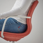 Офисный стул с подлокотниками- IKEA LÅNGFJÄLL/LANGFJALL, 68x68x92см, красно-оранжевый/белый, ЛОНГФЬЕЛЛЬ ИКЕА