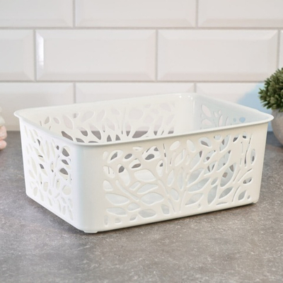 Корзина 4л "Leaves" 258*186*100мм, молочный