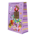 Пакет подарочный "Happy Birthday" 44*31*12см, тисн.золот,ручки-шнурок