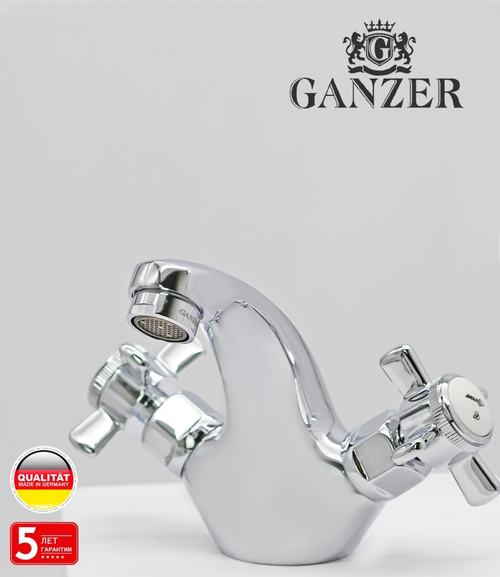15012 Смеситель двухвент для умывальника "GANZER"
