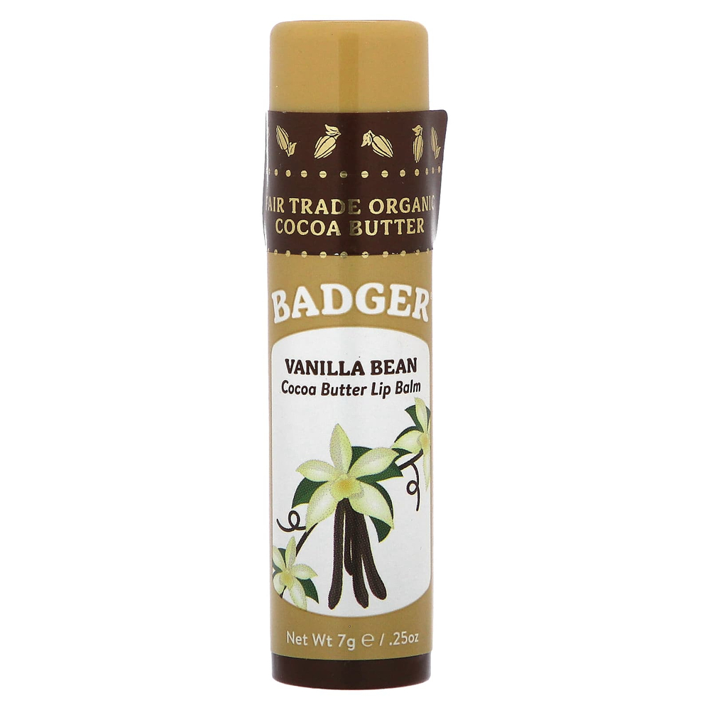 Badger, Organic, бальзам для губ с маслом какао, ваниль, 7 г (0,25 унции)