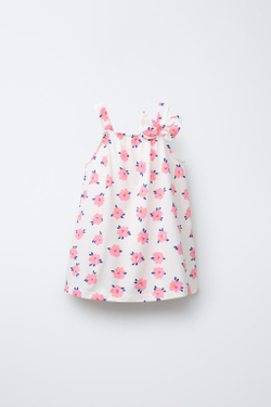 ZARA ПЛАТЬЕ С БРЕТЕЛЯМИ И БАНТОМ, РОЗОВЫЙ