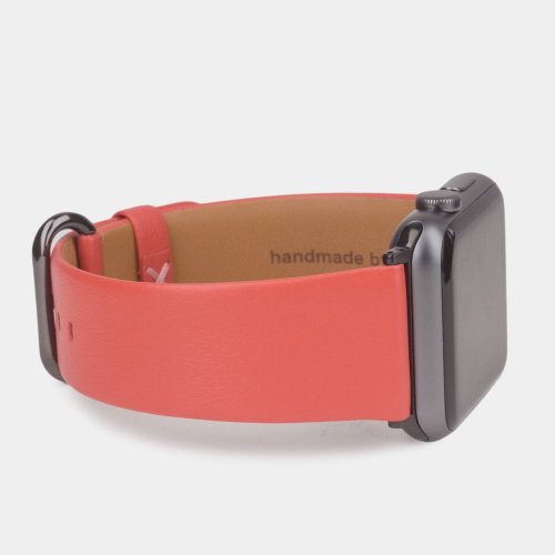 Ремешок для Apple Watch 44/45/46 mm из кожи теленка, кораллового цвета