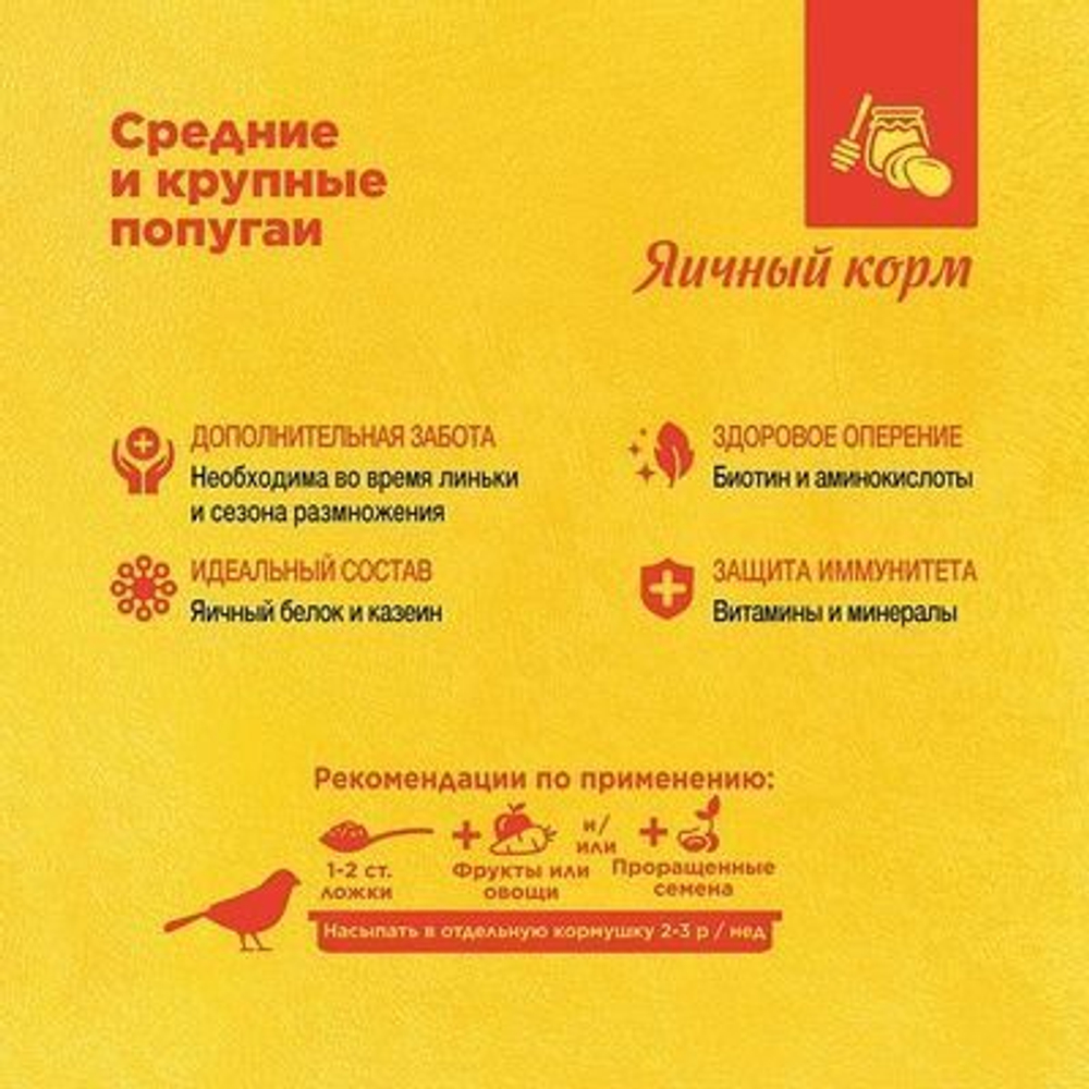 Яичный корм RIO для средних и крупных попугаев, 250 г