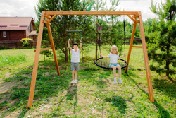 Деревянные качели с качелями гнездо 100 см и трапецией P911-8