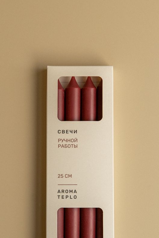 Свеча столовая КОЛОННА, набор 4 шт, 25 см / Aromateplo