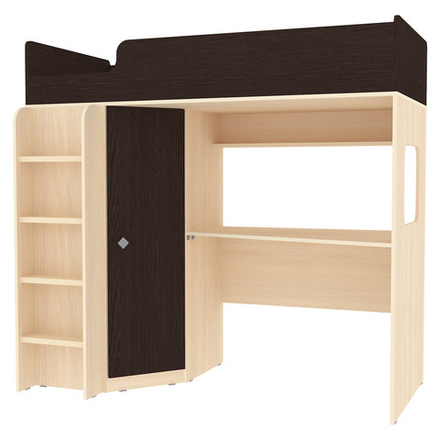 Кровать-чердак КарИВи Л-B605.41 75x175  Дуб Молочный Венге