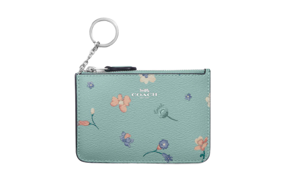 COACH Coated Canvas With Leather Card Holder, Coin Purse Women"s Blue