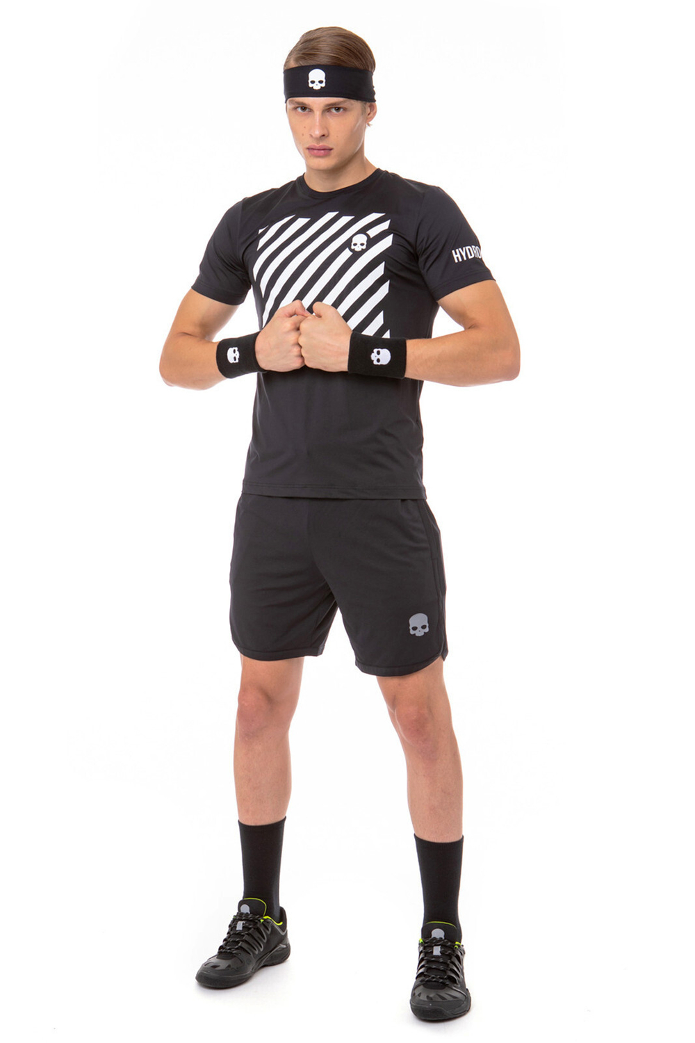 Футболка мужская теннисная Hydrogen Tech Optical Tee - black/white