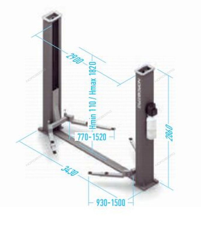 NORDBERG (N4124AM-4,5G) Подъемник 2-стоечный 4,5 т, 380 В, серый