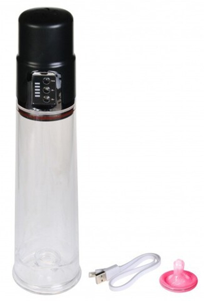 Автоматическая вакуумная помпа для пениса на подзарядке Renegade Powerhouse Pump (Цвет: прозрачный с черным)