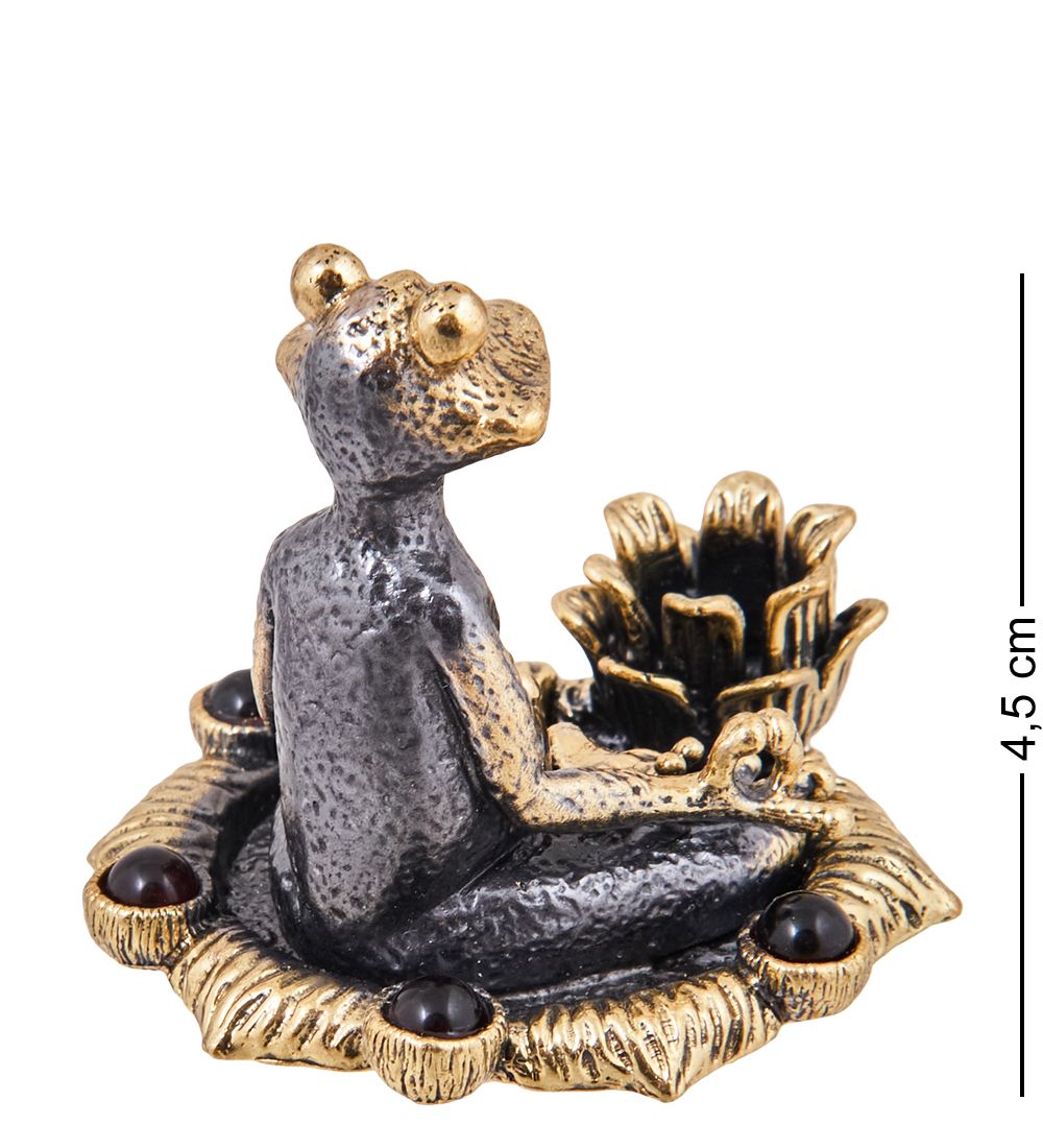 Народные промыслы AM-3912 Подсвечник «Лягушка с лотосом» (латунь, янтарь)