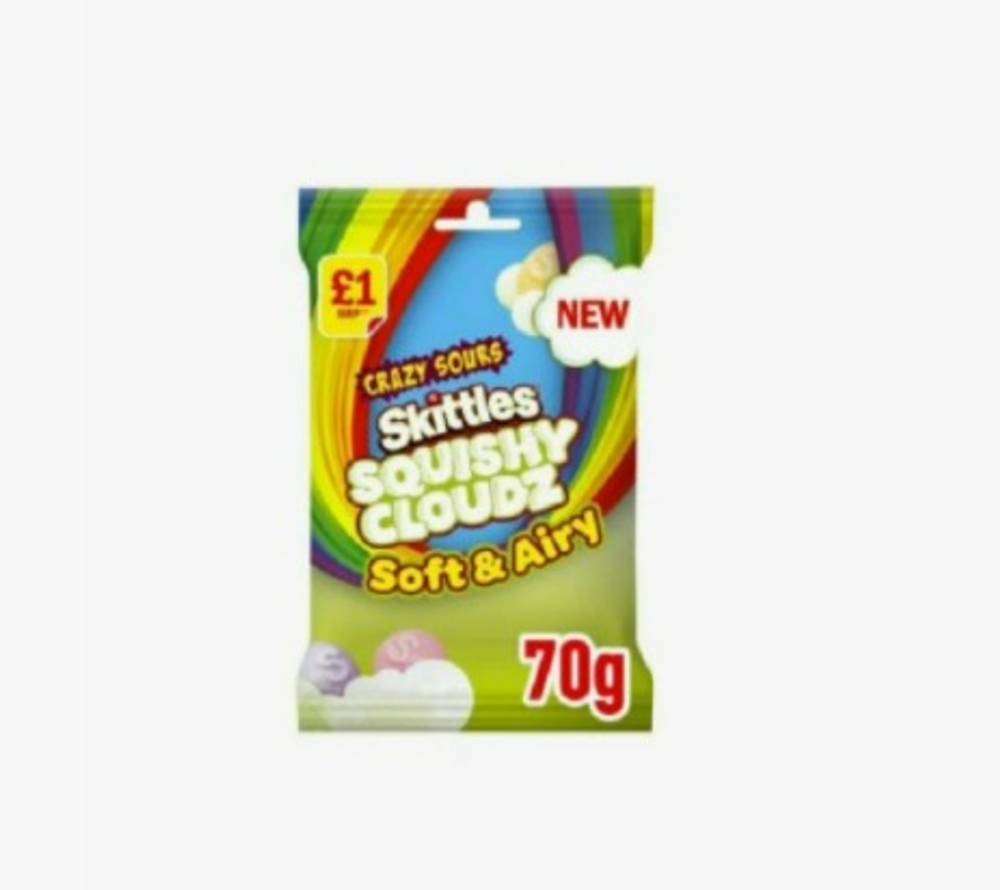 Скитлс Драже Squishy Cloudz Crazy Sour (Сквиши Клаудс Кислые) 70гр (14шт)