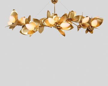 CUSTOM LAUREL BLOSSOM 16-LIGHT LONG CHANDELIER by ROSIE LI