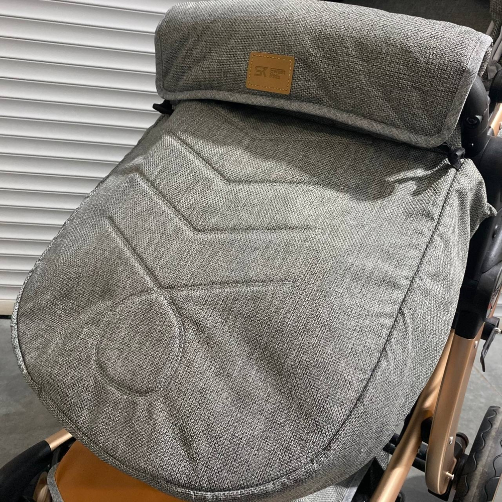 Коляска-трансформер Sweet Kids 608 2в1 Серый текстиль на золотой раме