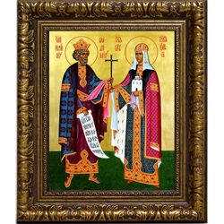 Владимир и Ольга Святые равноапостольные. Икона на холсте.