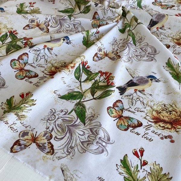 ПТИЧКА И ХРИЗАНТЕМА, 100% хлопок Handmade Fabrics 4