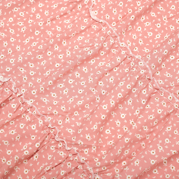 Long Tiered Skirt Pink Flower