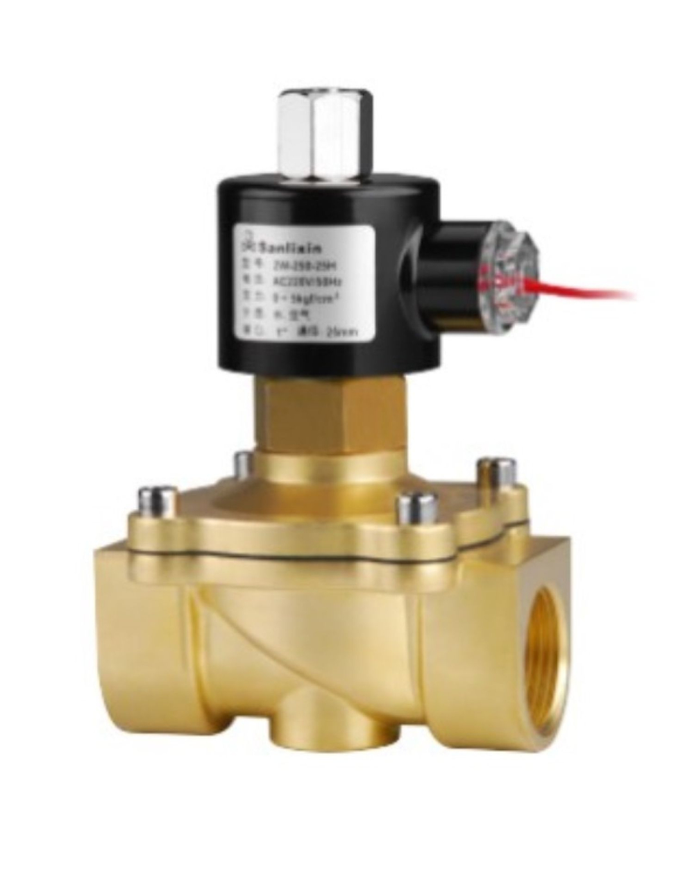 Соленоидный вентиль прямого действия SANLIXIN 1 1/4" NO (ZS2AF02N1H32, BRASS, 0-5 bar, 220V)