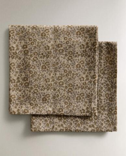 ZARA HOME САЛФЕТКИ С ЦВЕТОЧНЫМ ПРИНТОМ ( 2 ШТ.), КОРИЧНЕВЫЙ