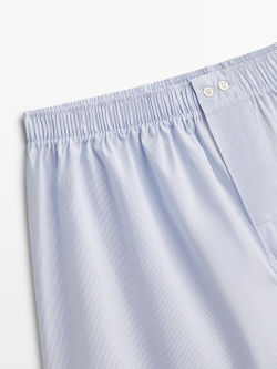 Massimo Dutti Трусы-боксеры из поплина в мелкую полоску, небесно-голубой