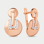Серьги женские с фианитами из розового золота 585 пробы (арт. 025762-1102)