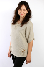 Джемпер льняной с ажурным капюшоном