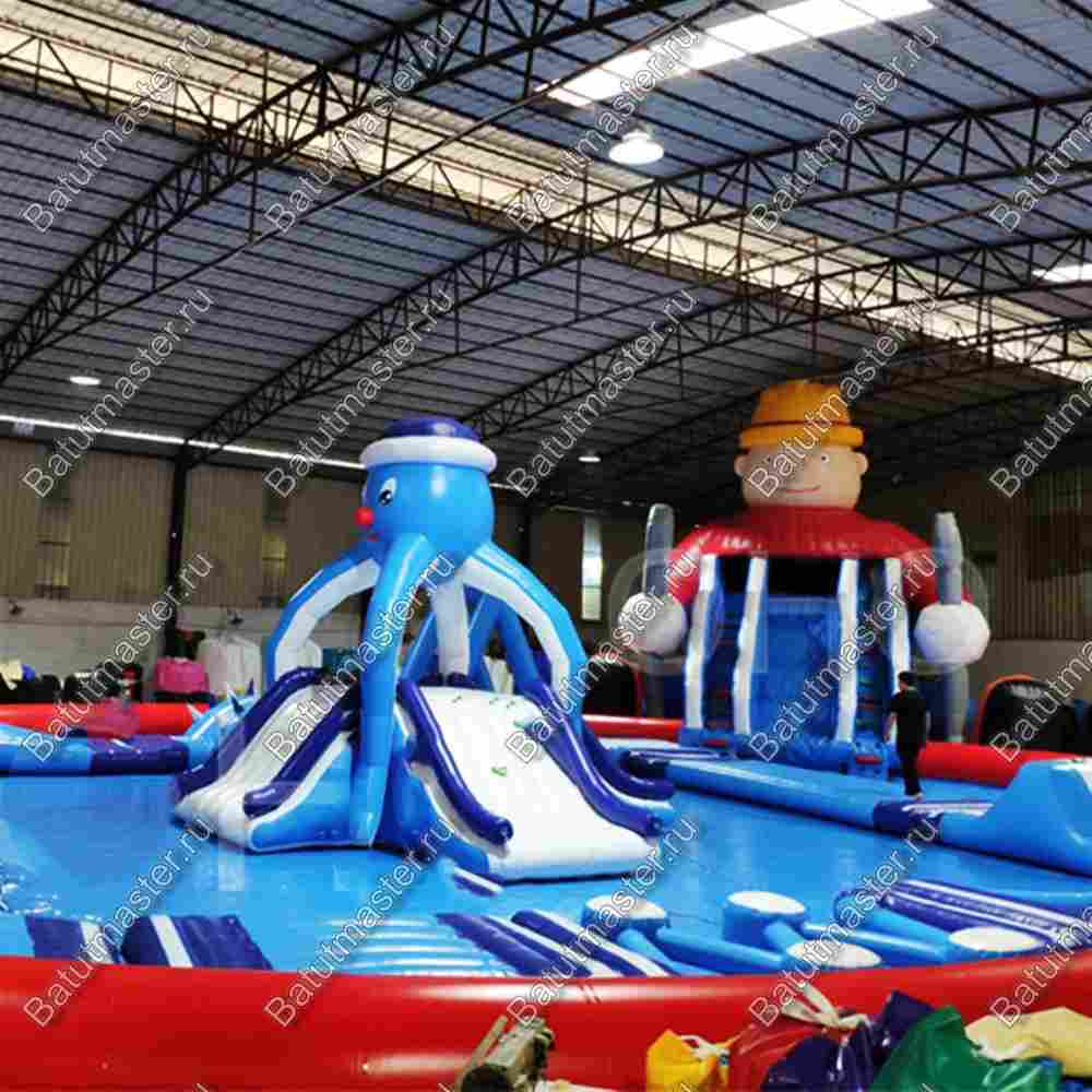 Надувной наземный аквапарк «Поймай осьминога» 25*15*8 м