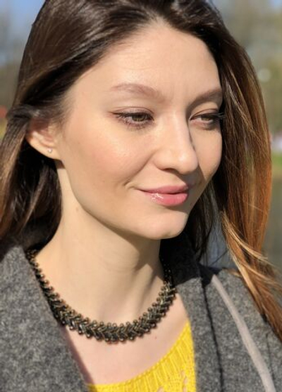 Колье из бисера "Змейка" ручной работы, цвет - Бронза тёмная