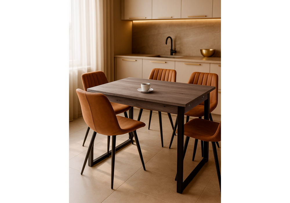 Стол деревянный Woodville Форли 110(170)х67х77 рошелье, черный матовый