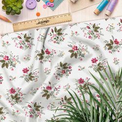 Ткань футер 2-х нитка нежные букеты