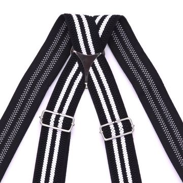 Подтяжки чёрные 2 белые полосы