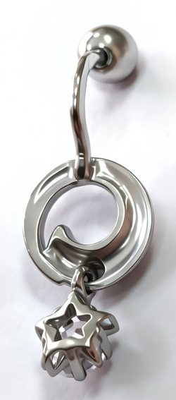 Ювелирный пирсинг из серебра 925 пробы с фианитами