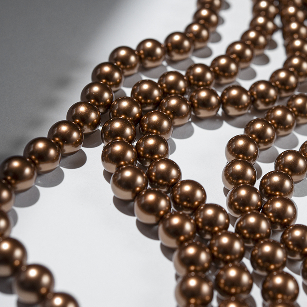 Хрустальный жемчуг, оттенок "Bronze", шар 10мм, улучшенное покрытие