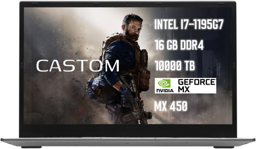 Ноутбук Castom TK-TU45C, 15'6″ IPS, Intel Core i7, MX 450, 16/1000 ГБ SSD