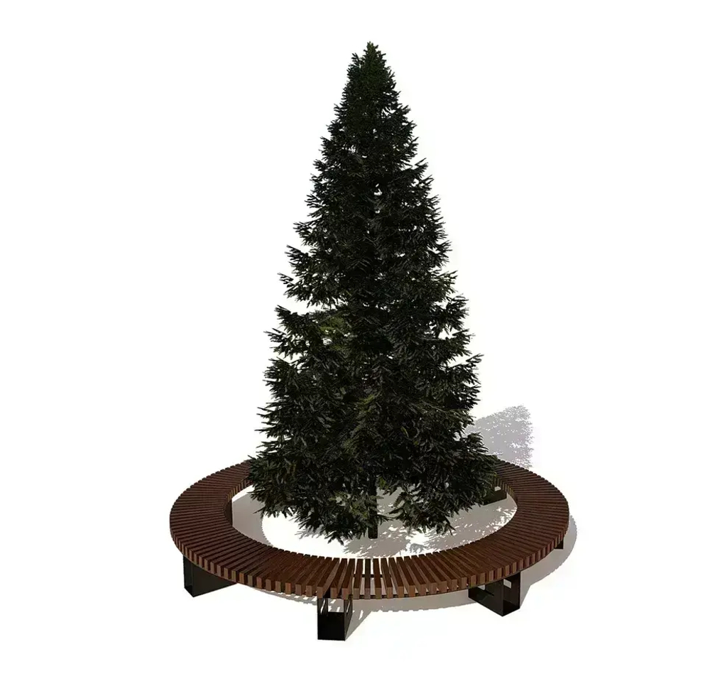 Садово-парковая скамейка «Сити» брус 30х60, сосна, круг 9425мм, палисандр