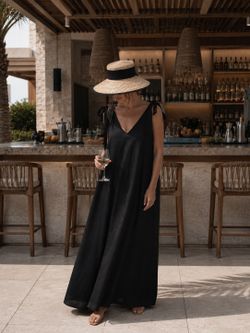 Шляпа «Миконос» с лентой черного цвета